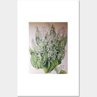 Lily of the valley watercolour painting Posters and Art